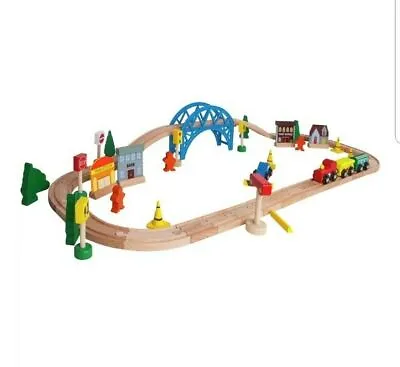 Chad Valley 60 Piece Wooden Train Set. 100% New And Unopened(sealed) • £22.79