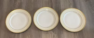 H & C Heinrich & Co Selb Bavaria Gold And Black Trim Salad Plate 3 Piece Set • $18.95