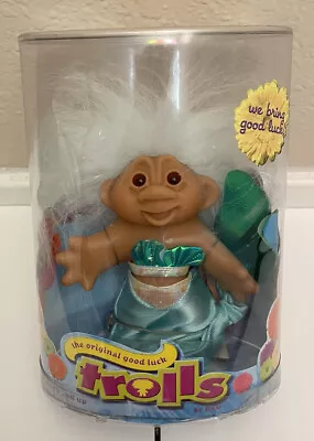 The Original Good Luck TROLL DOLL - DAM / MERMAID 2006 NIB NEW Blue Water • $25