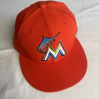 Miami Marlins Hat Fitted New Era Size 7 Orange • $15