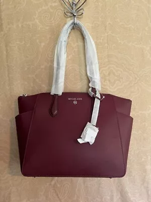 NWT Michael Kors Marilyn Medium Top Zip Leather Tote Shoulder Handbag In Merlot  • $136