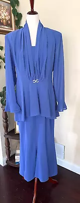 SL Fashions Maxi Dress Sheer Tiered Jacket Set Sz 12 NEW Mother Of The Bride • $34.99