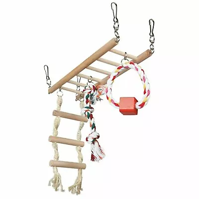 Trixie Suspension Bridge Cage Hanging Toy With Rope Ladder For Hamster/Mice Wood • £10