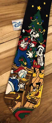 Disney Christmas Tie Mickey Mouse Donald Duck Pluto Goofy Brand New With Tag VTG • $14.95