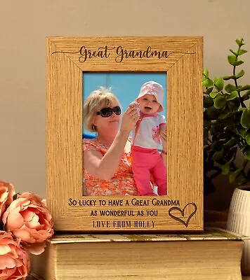 £13.45 • Buy Personalised Great Grandma Love Heart Engraved Portrait Photo Frame Gift FW646