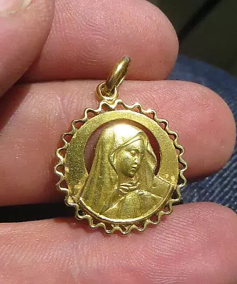 18k SOLID Gold Blessed Virgin Mary Madonna Pendant / Charm 20 Mm:; 256 G • $195