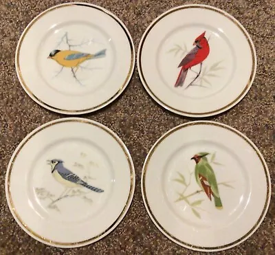 Vintage 4 ROYALTON CHINA Co Translucent Porcelain Bird Plates Cardinal Blue Jay • $32.99