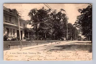 Trolley On Cherry Street Vicksburg Mississippi Postcard 1906 • $9.95