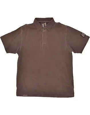 MUSTO Mens Polo Shirt XL Brown Cotton AV21 • £12.89