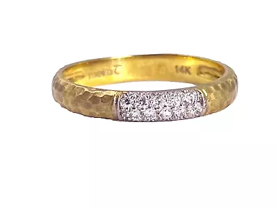 14k Yellow Gold And Diamond Band Ring Designer Meira T • $750