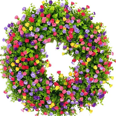 Spring Summer Wreath Flower Garland Front Door Wall Hanging Ornament Home Decor • $17.10