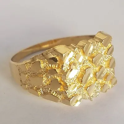 Man's Solid 14k Yellow Gold Nugget Ring S 9 10 11 12 • $304.09