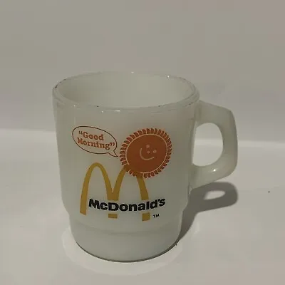 VTG McDonalds Fire King Milk Glass Coffee Mug Good Morning Anchor Hocking • $10