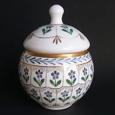 Vintage Hand Decorated Milk Glass Covered Jar Pasabahce Magazalari Turkey • $59.99