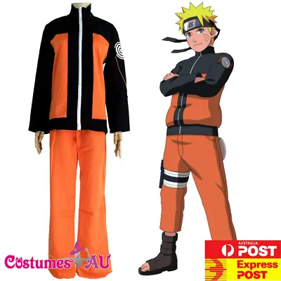 Mens Uzumaki Naruto Costume Anime Shippuden Japanese Cosplay Halloween Party • $32.29