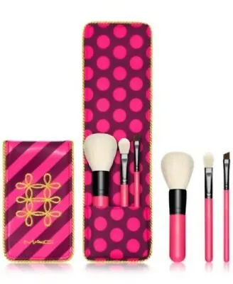 MAC Cosmetics 4 Piece SET 3-make-up Brushes Travel Purse-size Cosmetic Case Box • $7.99