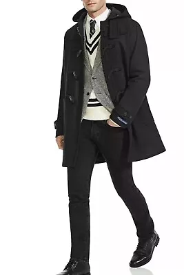 NEW Polo Ralph Lauren Mens Wool Blend Duffel Coat Jacket Black Limited Sz 38R • $489.99