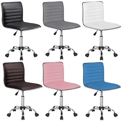 Low Back Armless Office Chairs Ribbed Swivel Task Chair Vanity Chair With Wheels • $66.99