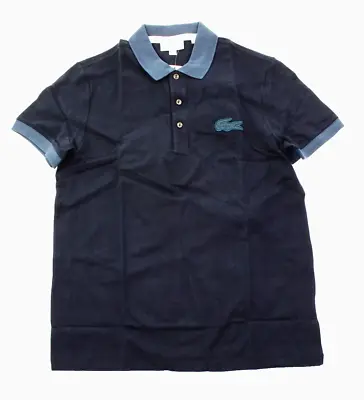 NWT - LACOSTE Mens BIG CROC Blue Colorblock Embroidered PIQUE POLO SHIRT - 4 / M • $69.95