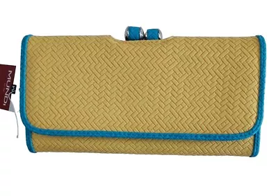 Mundi Ladies My Big Fat Woven Checkbook Wallet Yellow/Blue • $36