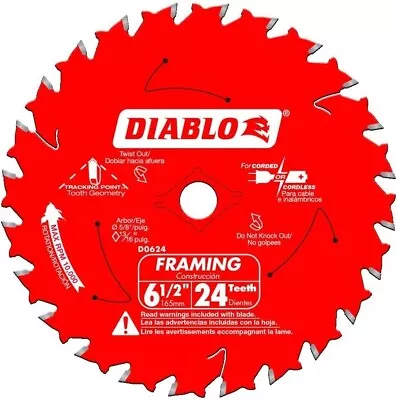 6-1/2 Inches 24 Tooth Circular Saw Blade For Precise Wood Cutting-2 Pack • $13.29