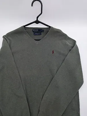 $17.96 • Buy Polo Ralph Lauren Men Medium Green Long Sleeve V Neck Casual Pony Logo J846