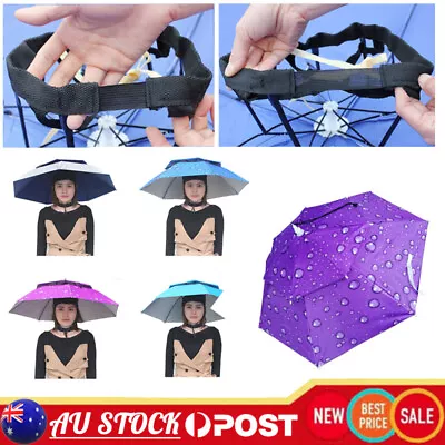 Outdoor Foldable Sun Umbrella Hat Fishing Camping Headwear Cap Head Hats • $21.14