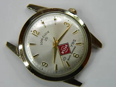 Vintage Lord Elgin 25j Safe Driving Mens 10k Rgp Automatic Mens Watch -runs Well • $135