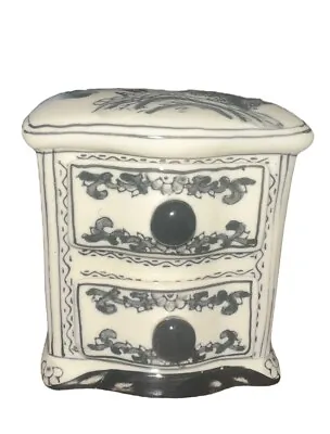 Vintage Handpainted Asian Inspired 2 Drawer Cermanic Trinket Box. Vanity* Gift* • $12.59