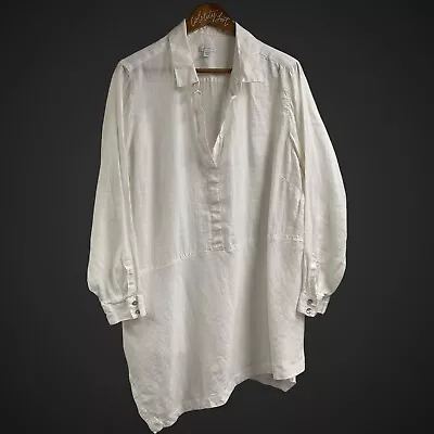 J Jill Love Linen White Asymmetrical Top Shirt Tunic Lagenlook Size 2X • $29