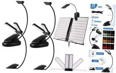 4 Pcs Folding Clip On Book Lamp 18 LED Rechargeable Music Stand Piano Lamp 3  • $37.58