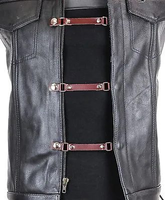 3 Set Brown Leather 1/2  Wide Vest Extender Extension For MC Jacket Bikers Vest  • $15.99