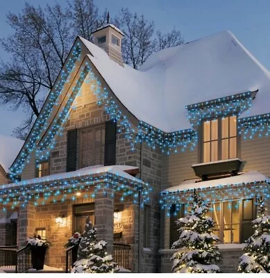 New ! 200-Count Blue LED Icicle Lights With 8 Sync Lighting Functions 24' • $24.99