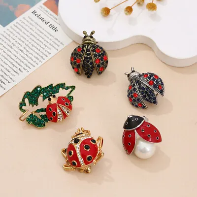 Fashion Crystal Enamel Insect Ladybug Brooch Pin Women Men Jewelry New Wholesale • £1.85