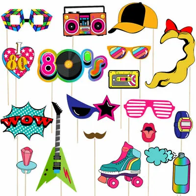 21Pcs 80s Party Supplies 80s Theme Party Decorations The Flash Gifts 80s Theme • £12.33