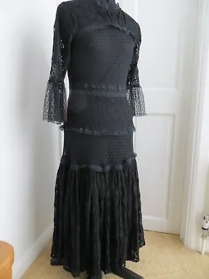 Frock & Frill Gothic Black Layered Lace Dress Size 8 • £34