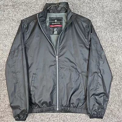 Victorinox Jacket Mens Medium Black Windbreaker Full Zip Packable Lightweight  • $29.90