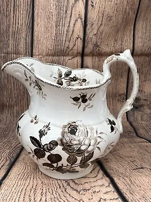 Antique Victorian Jug/Pitcher. Berlin Roses Pattern. Floral/Insect Pattern • £15