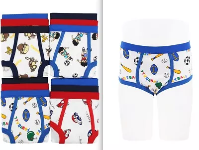 3 6 Boy's Briefs In A Pack Underwear Cotton Blend White W/Prints Size S M L XL • $9.99