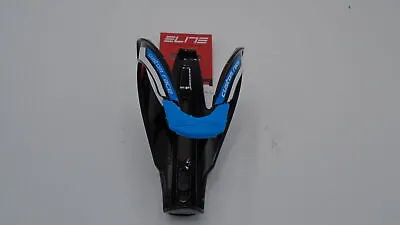 Elite Custom Race Bicycle Water Bottle Cage (Black Glossy ; Blue Graphic) • $13.95