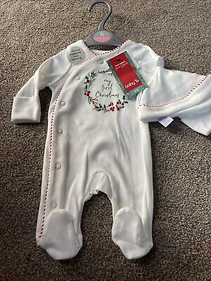 Tu Clothing My First Christmas Baby Sleepsuit With Hat Up To 1 Month • £8
