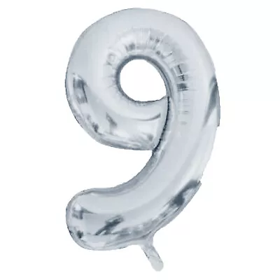 Silver Foil Number 9 Balloon 34  Metallic Party Decoration • $7.46