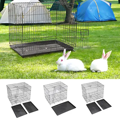 Metal Rabbit Cage Indoor Outdoor Small Pet Guinea Pig Cages Rabbit Hutch W/ Tray • £28.95