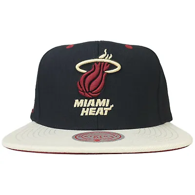 Mitchell & Ness Miami Heat NBA Snapback Hat 3D Logo Black Cream Red Cap NWT • $31.99