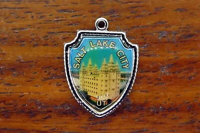 Vintage Silver MORMON TEMPLE SALT LAKE CITY UTAH STATE TRAVEL SHIELD Charm 28-33 • $16.95