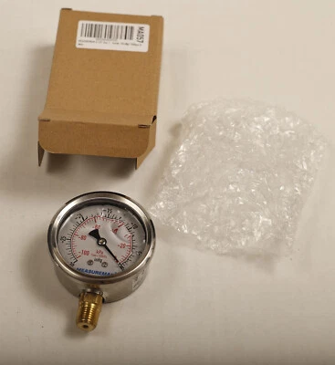 $9.99 • Buy MEASUREMAN 2-1/2  Dial 1/4 NPT Bottom Mount Stainless Steel Vacuum Gauge