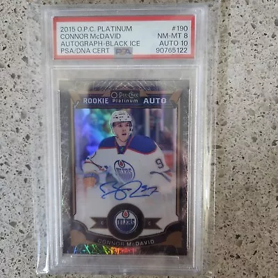 2015 OPC Platinum CONNOR McDAVID RC Auto Black Ice /50 PSA 8/DNA 10 Auto Oilers • $14999.99