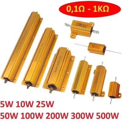 5W/10W/25W/50W/100W/200W/300W/500W Golden Aluminium Load Resistor Wirewound RX24 • £36.20