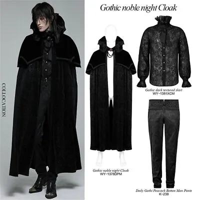 Punk Rave Gothic Noble Night Cloak Dark Cloak Long Vampire Coatfor Men • $171.35