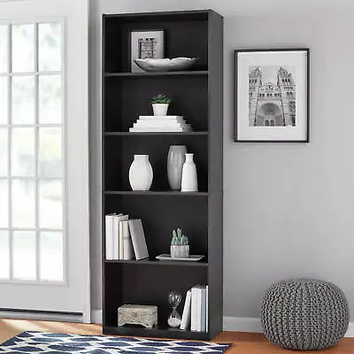 5-Shelf Bookcase With Adjustable Shelves True Black Oak • $40.27